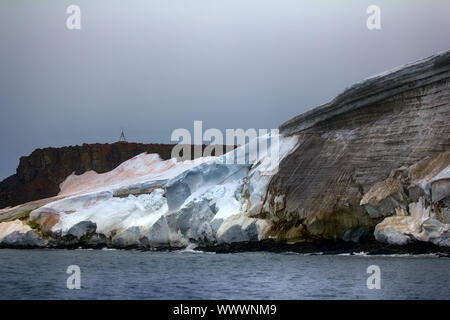 Falaises, glaciers et champs de neige Rudolf island Banque D'Images