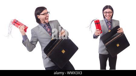 Businessman with red bâtons de dynamite dans le concept de terrorisme est Banque D'Images