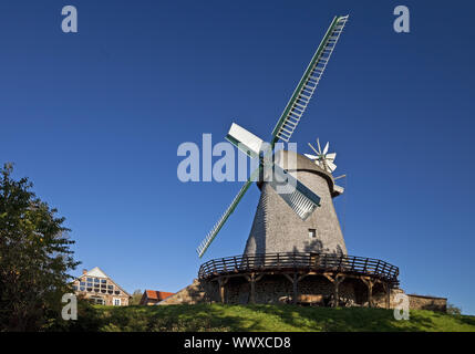 Moulin à vent maison Muehlenblick avec Exter, Vlotho, Rhénanie du Nord-Westphalie, Allemagne, Europe Banque D'Images