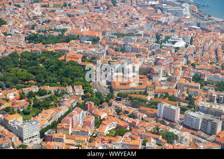 La vue aérienne de la partie historique de Lisbonne. De Lapa. Lisbonne. Portugal Banque D'Images