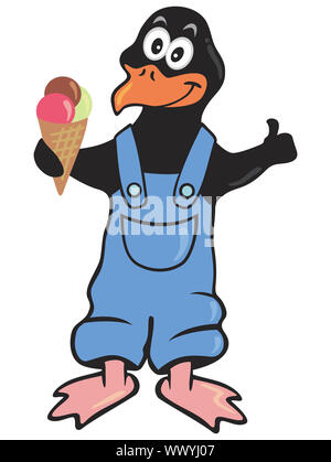 Pingouin avec ice cream Banque D'Images