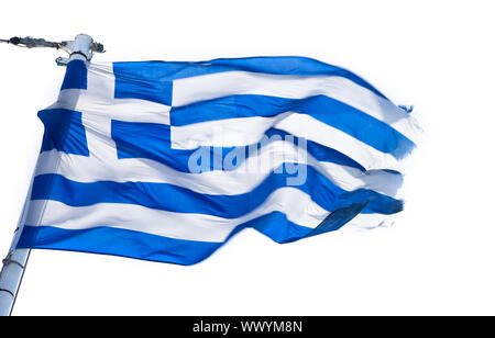 Drapeau Grek sur fond blanc Banque D'Images