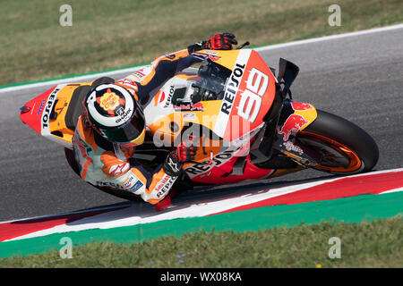 JORGE LORENZO, coureur espagnol NUMÉRO 99 DE L'équipe Repsol Honda EN MOTOGP vendredi lors des essais libres (FP1-FP2) de la Motogp de Saint-Marin et Riviera Banque D'Images