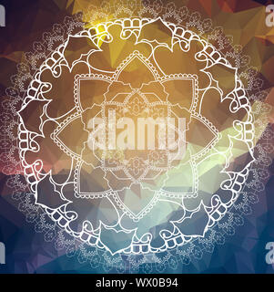 Mandala de fleurs. Éléments de décoration vintage. Motif oriental, à la poly arrière-plan. L'Islam, Arabe, Indienne, marocaine,Espagne, Banque D'Images