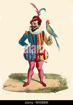 Le nain du Duc de Guise, (19e siècle ?). 'Nain du Duc de Guise". Portrait d'un artiste de cour au 16ème siècle robe, tenant un oiseau. Les gens de petite taille sont parfois employés comme 'cour nains par image et la noblesse. Ils étaient détenus et commercialisés, et offerts en cadeau à d'autres nobles. Banque D'Images