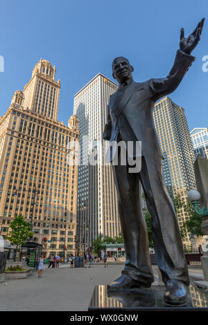 Avis de Irv Kupcinet (M. Statue de Chicago), Chicago, Illinois, États-Unis d'Amérique, Amérique du Nord Banque D'Images
