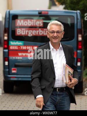 Potsdam, Allemagne. 16 Sep, 2019. Mike Bischoff, chef du groupe parlementaire SPD dans le Brandebourg, qui est de l'entretiens exploratoires du SPD, la CDU et les Verts. Credit : Soeren Stache/dpa-Zentralbild/dpa/Alamy Live News Banque D'Images