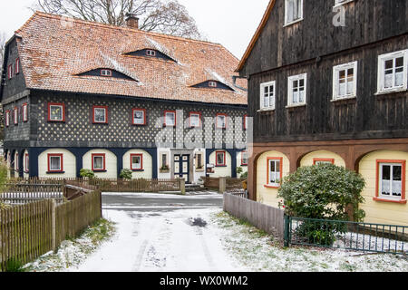 Lusace supérieur historiques maisons à colombages de Waltersdorf Naturparkhotel Haus Hubertus Banque D'Images