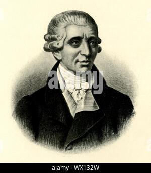 "Haydn", fin du xviiie siècle, (1907). Portrait du compositeur autrichien Franz Joseph Haydn (1732-1809). À partir de "Story-Lives de grands musiciens", par F.J. Rowbotham. [Wells Gardner, Darton &AMP ; Co. Ltd, Londres, 1907] Banque D'Images