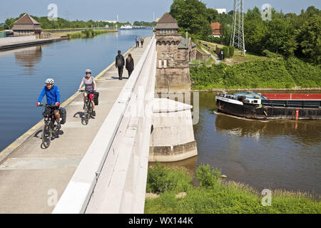 L'intersection de la voie navigable, Minden, East Est-lippe, Nordrhein-Westfalen, Germany, Europe Banque D'Images