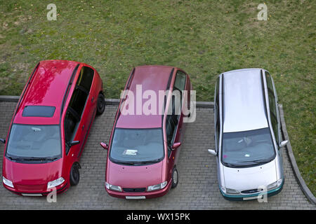 Parking, vue d'en haut. Banque D'Images