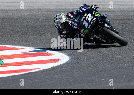 MAVERICK VIÑALES, coureur espagnol numéro 12 pour l'équipe MONSTER YAMAHA EN MOTOGP samedi lors des essais libres et qualifications du GP de San Marin Banque D'Images