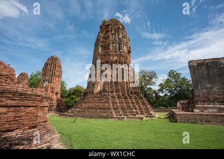 Wat Mahathat Ayutthaya, patrimoine mondial de l'ancien temple bouddhiste en Thaïlande Ayutthaya ruine. Banque D'Images