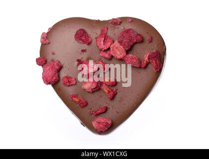 Seul le chocolat décoré avec des morceaux de framboise séchées Banque D'Images