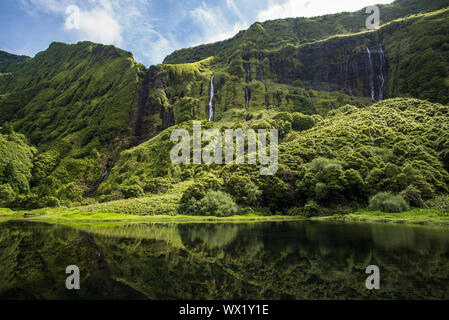 Poco da Ribeira do Ferreiro, l'île de Flores, Açores, Portugal. Banque D'Images