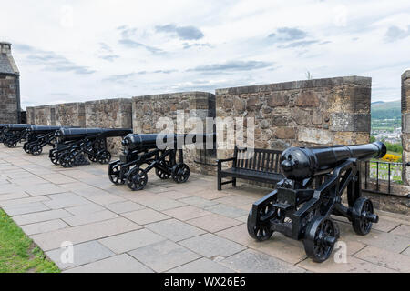 Batterie de canons et de fortifications à l'époque médiévale le château de Stirling, Ecosse Banque D'Images