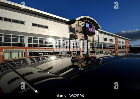 Vue générale du parc sportif de Leigh Valley, en amont du match de la Super League pour femmes Barclays FA au Leigh Sports Village, Leigh. Banque D'Images