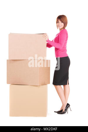 Photo de portrait avec des cases sur fond blanc Banque D'Images