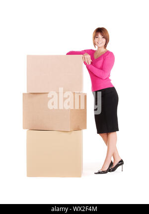 Photo de portrait avec des cases sur fond blanc Banque D'Images