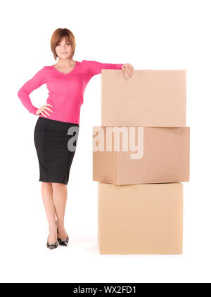 Photo de portrait avec des cases sur fond blanc Banque D'Images