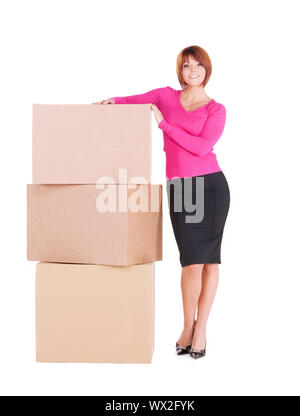 Photo de portrait avec des cases sur fond blanc Banque D'Images