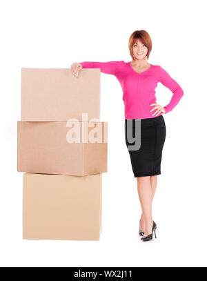 Photo de portrait avec des cases sur fond blanc Banque D'Images