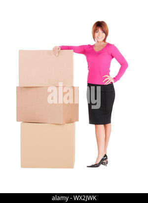 Photo de portrait avec des cases sur fond blanc Banque D'Images