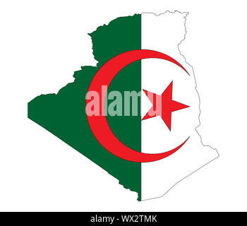 Carte de l'Algérie drapeau drapeau algérien ou vector map.Parfait pour les présentations ou fonds. Banque D'Images