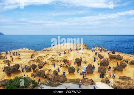 Yehliu geopark foules à Taiwan Banque D'Images