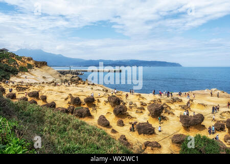 Yehliu geopark foules à Taiwan Banque D'Images