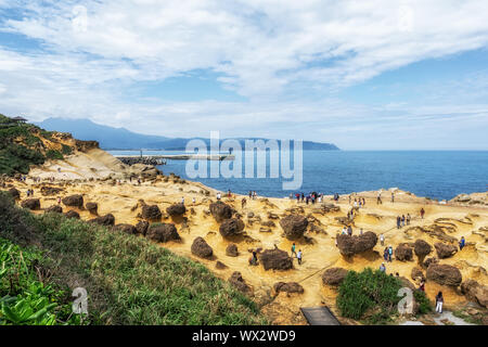 Yehliu geopark foules à Taiwan Banque D'Images