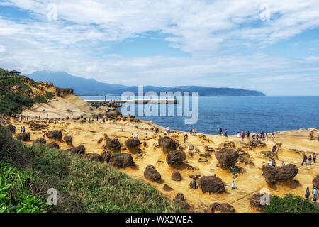 Yehliu geopark foules à Taiwan Banque D'Images