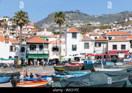 Port avec bateaux de pêche à Camara de Lobos, l'île de Madère Banque D'Images