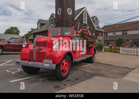 New England Dodge Antique Block Island Fire Truck Banque D'Images