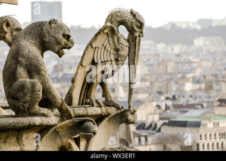 Notre Dame de Paris la cathédrale de l'Église, détail Photo image une belle vue panoramique sur l'agglomération de la ville de Paris Banque D'Images