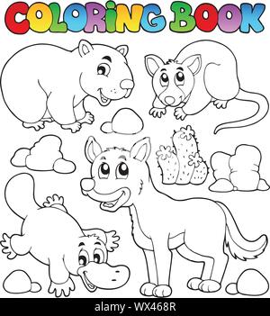 La faune australienne 1 livre de coloriage Illustration de Vecteur