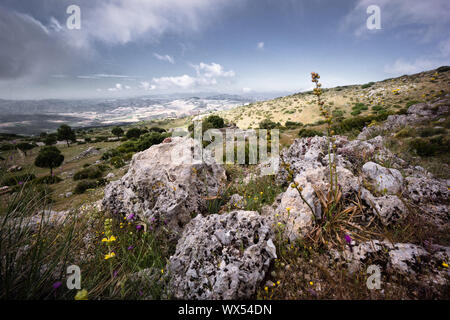 Paysage vue rock El Torcal Banque D'Images