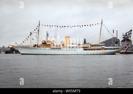 Le Yacht Royal Danois Dannebrog amarré dans le port de Copenhague Banque D'Images