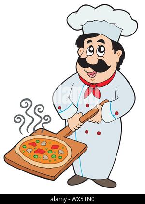 Plaque à Pizza Chef holding Illustration de Vecteur