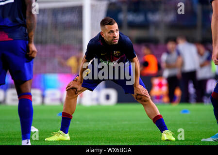 Barcelone - SEP 14 : Jordi Alba joue au match de la Liga entre le FC Barcelone et Valence CF au Camp Nou le 14 septembre 2019 à Barcel Banque D'Images