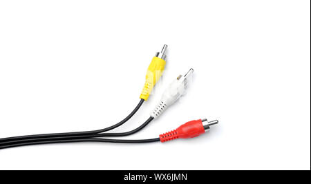 Macro câble AV isolated on white Banque D'Images
