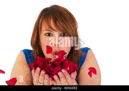 Charmante fille aux cheveux rouges et roses rouge Banque D'Images