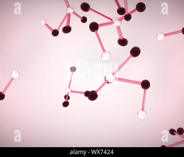 Noir, blanc et rose les cellules avec une molécule fond rose pale Banque D'Images