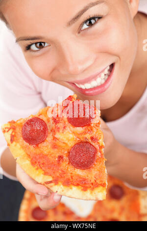 Femme Pizza Banque D'Images