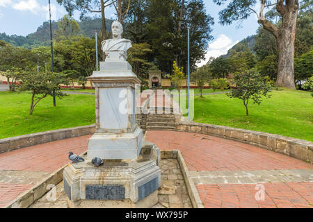 Simon Bolivar à Bogota statue et maison musée Quinta Bolivar entrée privée Banque D'Images