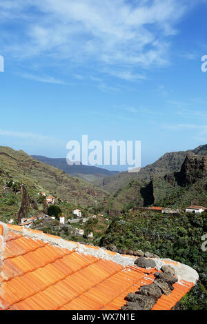 Vue sur la belle vallée du village La Laja, La Gomera, Canary Islands Banque D'Images