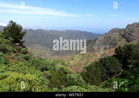 Vue sur la belle vallée du village La Laja, La Gomera, Canary Islands Banque D'Images