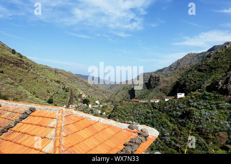 Vue sur la belle vallée du village La Laja, La Gomera, Canary Islands Banque D'Images