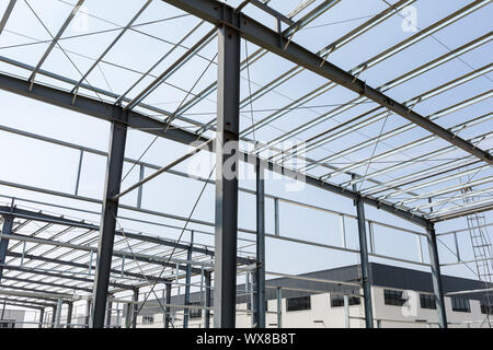Structure en acier de construction d'usine en construction Banque D'Images