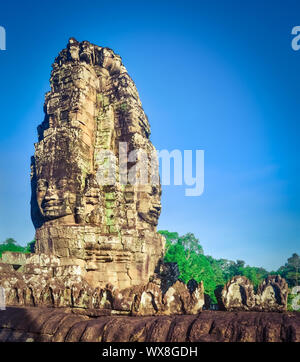 Temple Bayon à Angkor Thom. Siem Reap. Le Cambodge. Panorama Banque D'Images